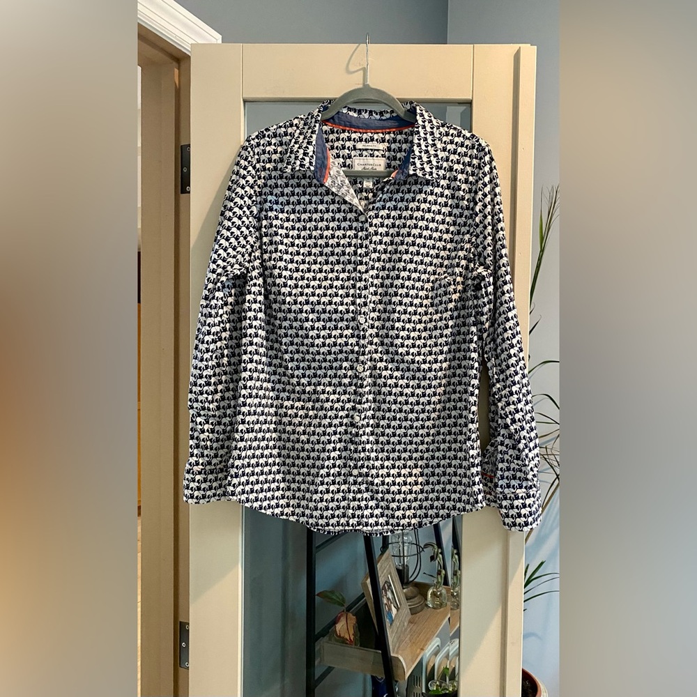🐘Charter Club Button Down Elephant Top